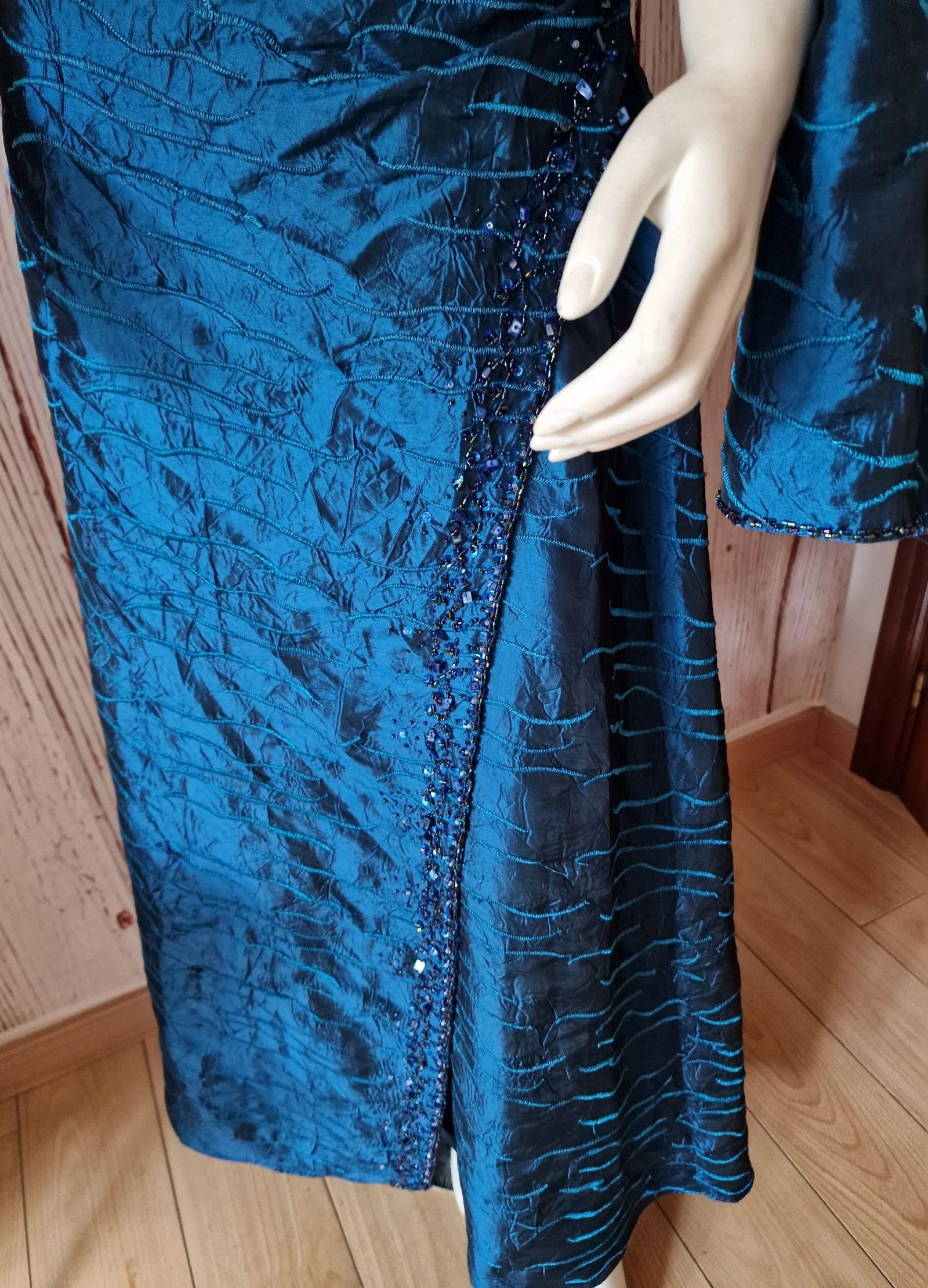 Vestido de Festa Solto Koton Azul Elétrico com Lenço - Tamanho P – photo 3